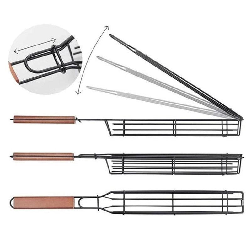 Cesta de aperitivos inox antiaderente para grelhar em churrasqueira - Rede Canan