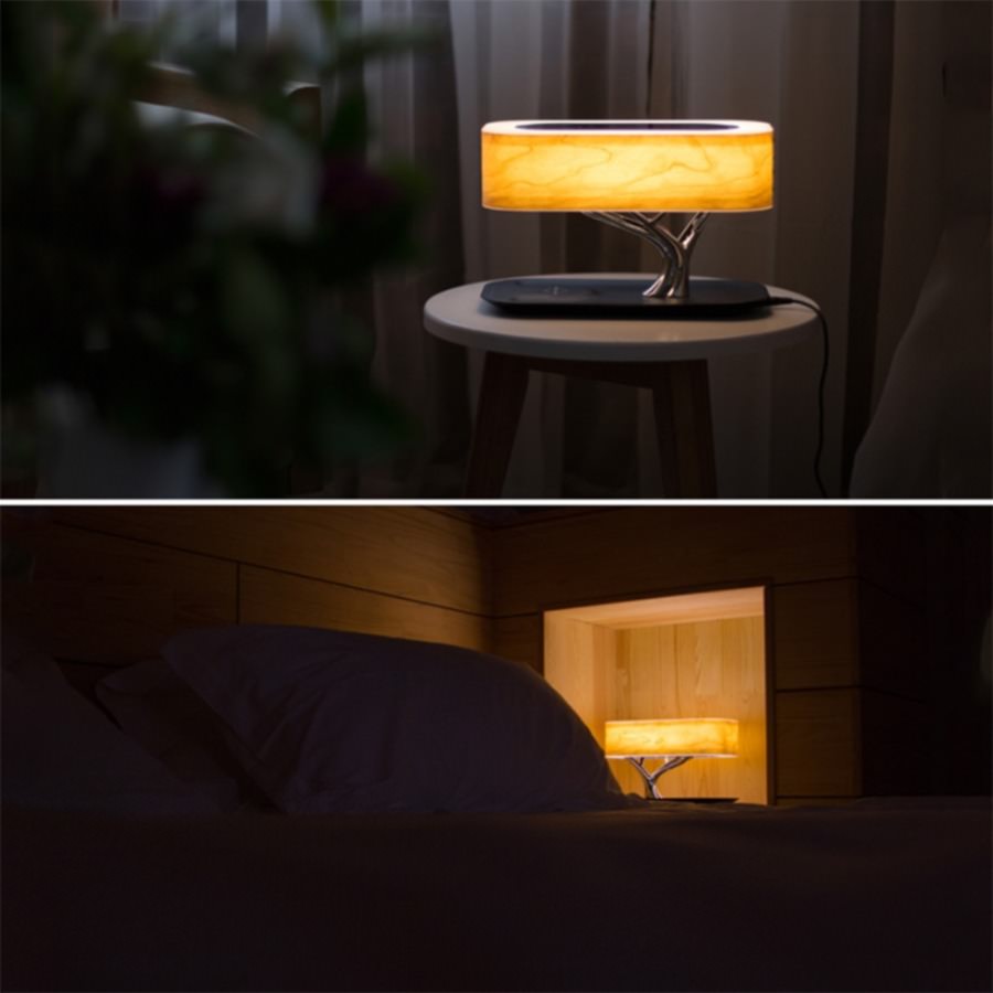 Luminária árvore multifunções – carregador sem fio e por indução acoplado para celular com bluetooth 4.0 Rede Canan