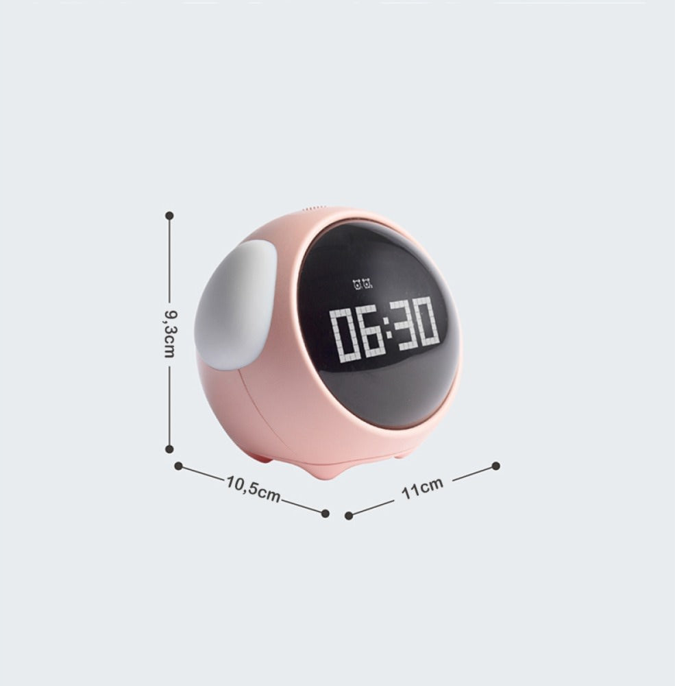 Relógio/despertador digital de mesa com luminária e expressão interativa pixel Rede Canan