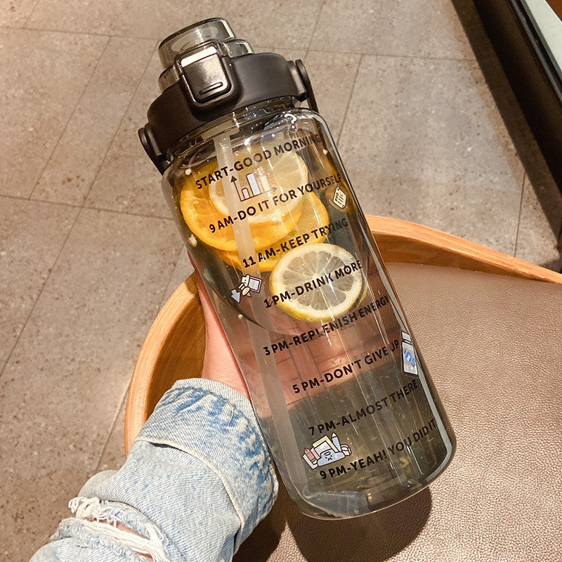 Garrafa de água transparente TikTok com adesivos/figurinhas 3D 2000ml Rede Canan