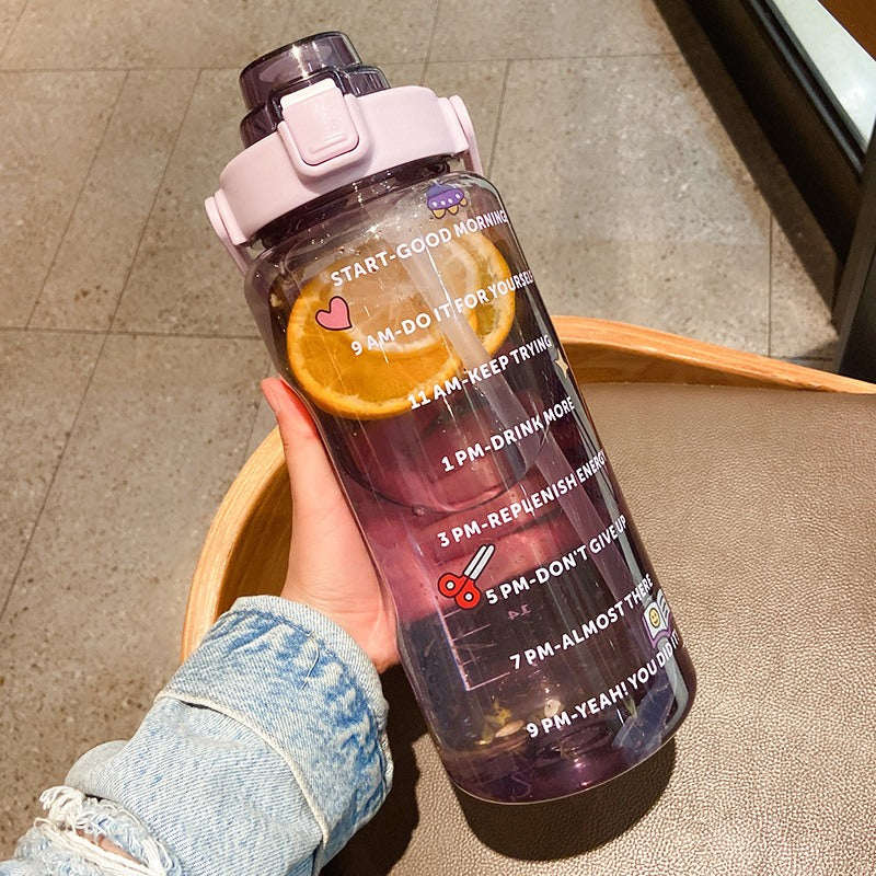 Garrafa de água transparente TikTok com adesivos/figurinhas 3D 2000ml Rede Canan