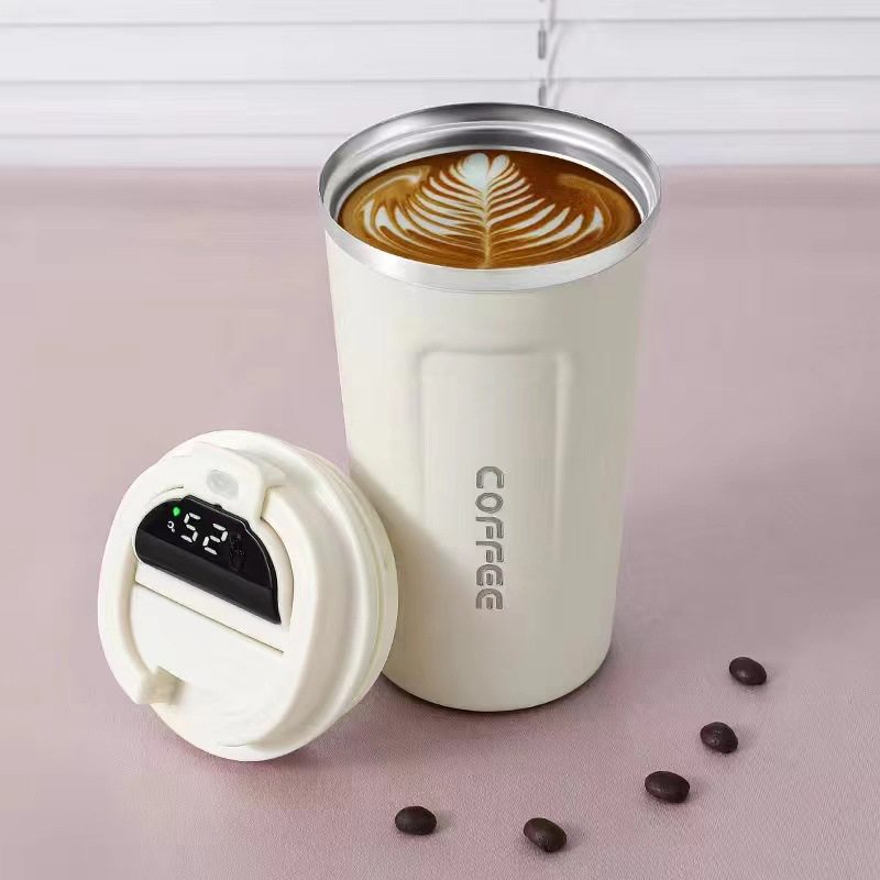 Copo térmico inox inteligente com medidor de temperatura Rede Canan