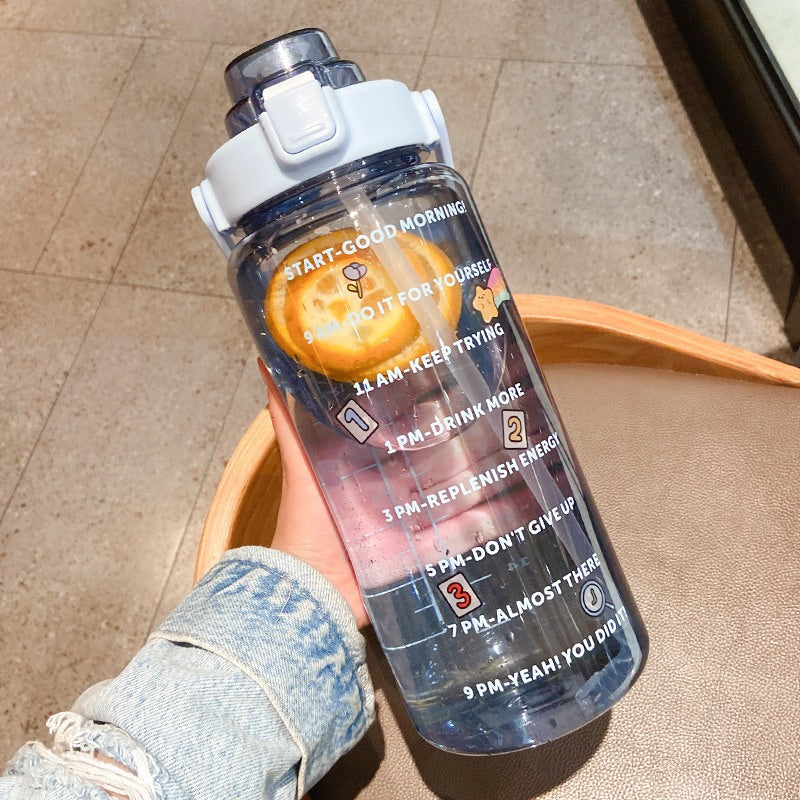 Garrafa de água transparente TikTok com adesivos/figurinhas 3D 2000ml Rede Canan