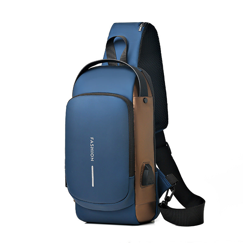 Mochila impermeável com entrada USB para carregamento de bateria de telefone celular e bloqueio/trava antifurto Rede Canan