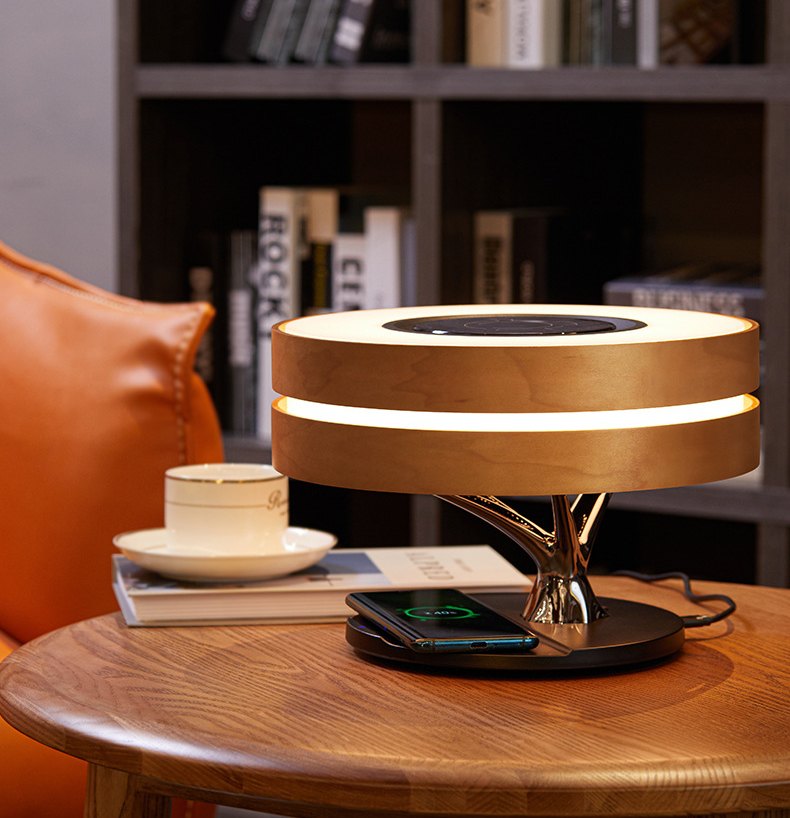 Luminária árvore multifunções – carregador sem fio e por indução acoplado para celular e bluetooth 5.0 Rede Canan