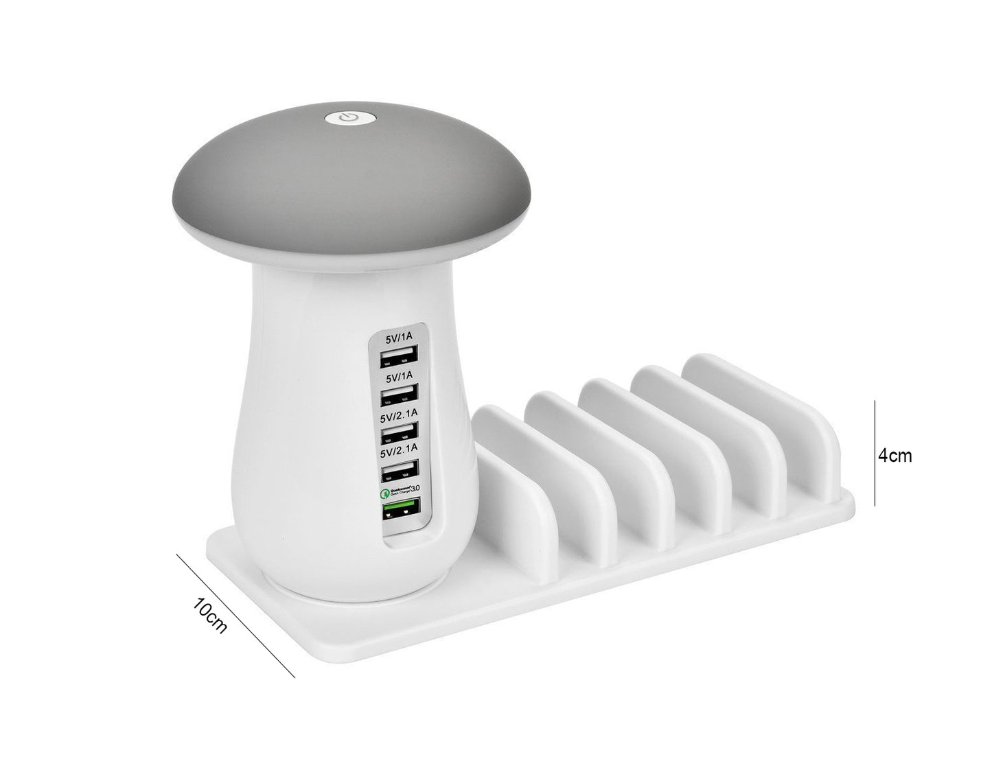 Luminária com 5 entradas USB para carregamento e suporte acoplado Rede Canan