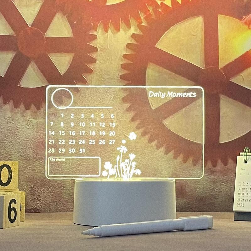 Placa de LED em acrílico com caneta para anotações - Rede Canan