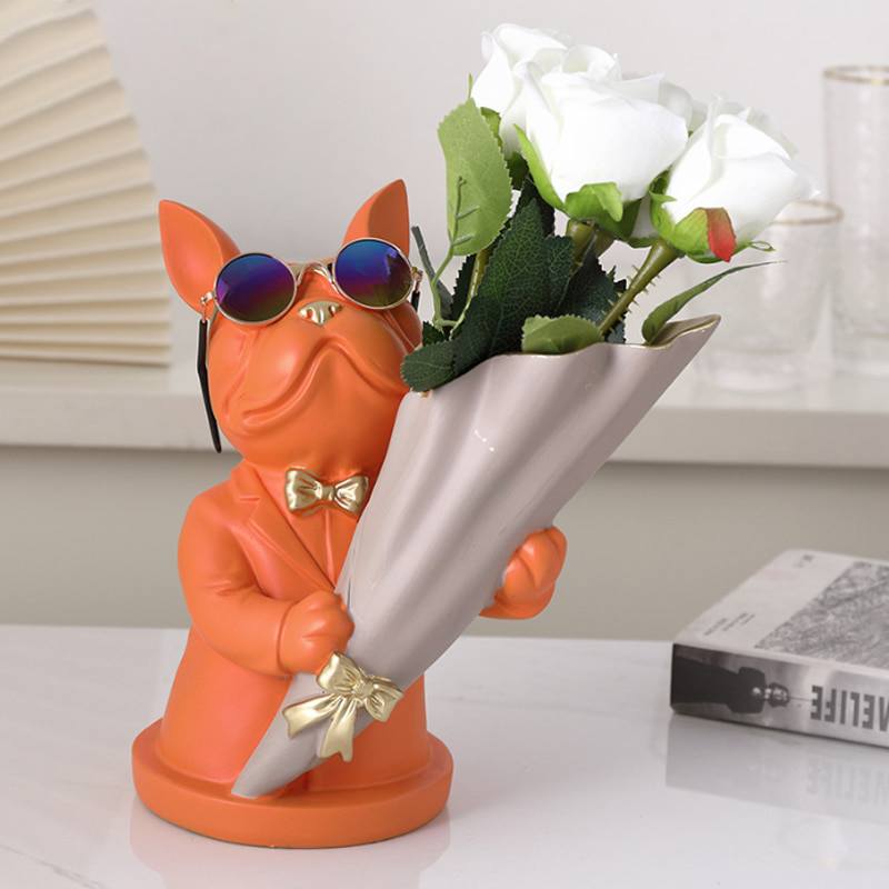 Porta-rosas cachorro buldogue Rede Canan