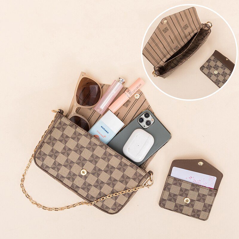 Bolsa feminina com porta-cartões coleção luxo Rede Canan
