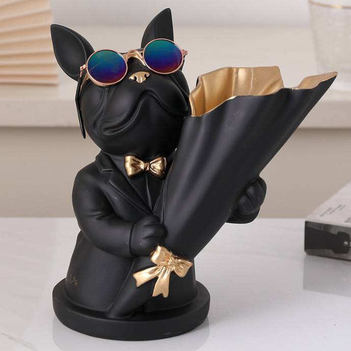 Porta-rosas cachorro buldogue Rede Canan