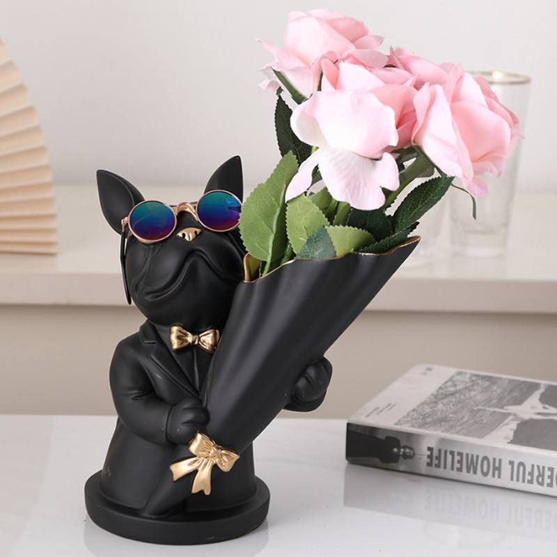 Porta-rosas cachorro buldogue Rede Canan