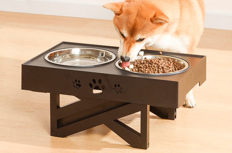 Mesa suporte com tigelas duplas e altura ajustável para pets Rede Canan