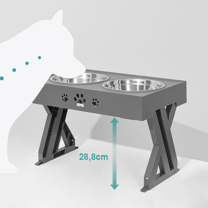Mesa suporte com tigelas duplas e altura ajustável para pets Rede Canan