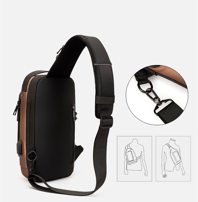 Mochila impermeável com entrada USB para carregamento de bateria de telefone celular e bloqueio/trava antifurto Rede Canan