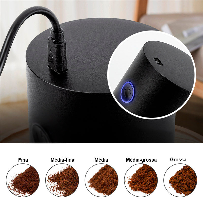 Moedor elétrico de grãos sem fio com carregamento via cabo USB Rede Canan