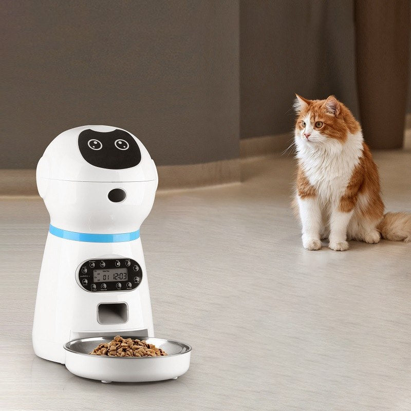 Robô alimentador inteligente para pets com tempo e porção programáveis Rede Canan