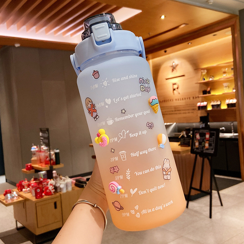 Garrafa de água colorida TikTok com adesivos/figurinhas 3D 2000ml Rede Canan