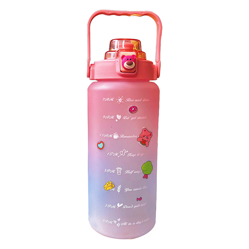 Garrafa de água colorida TikTok com adesivos/figurinhas 3D 2000ml Rede Canan