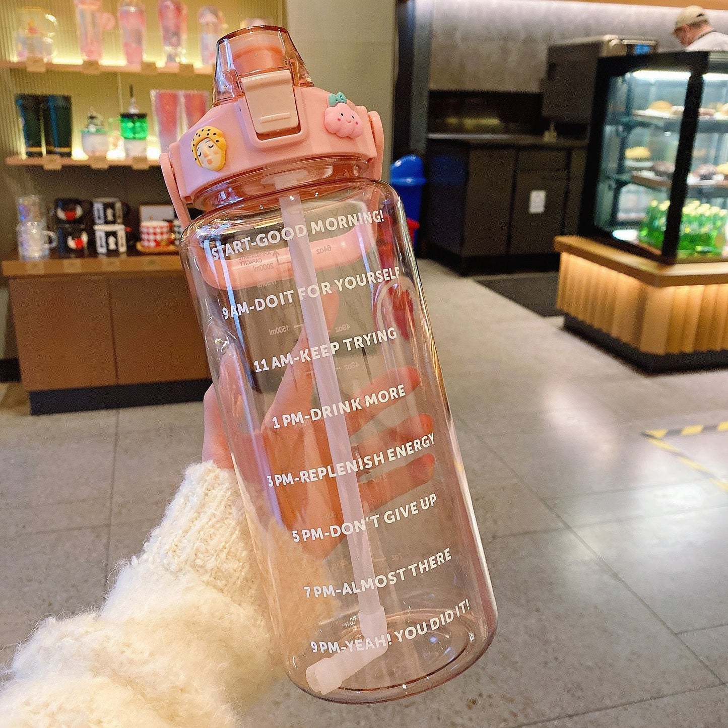 Garrafa de água transparente TikTok à prova de vazamento 2000ml Rede Canan