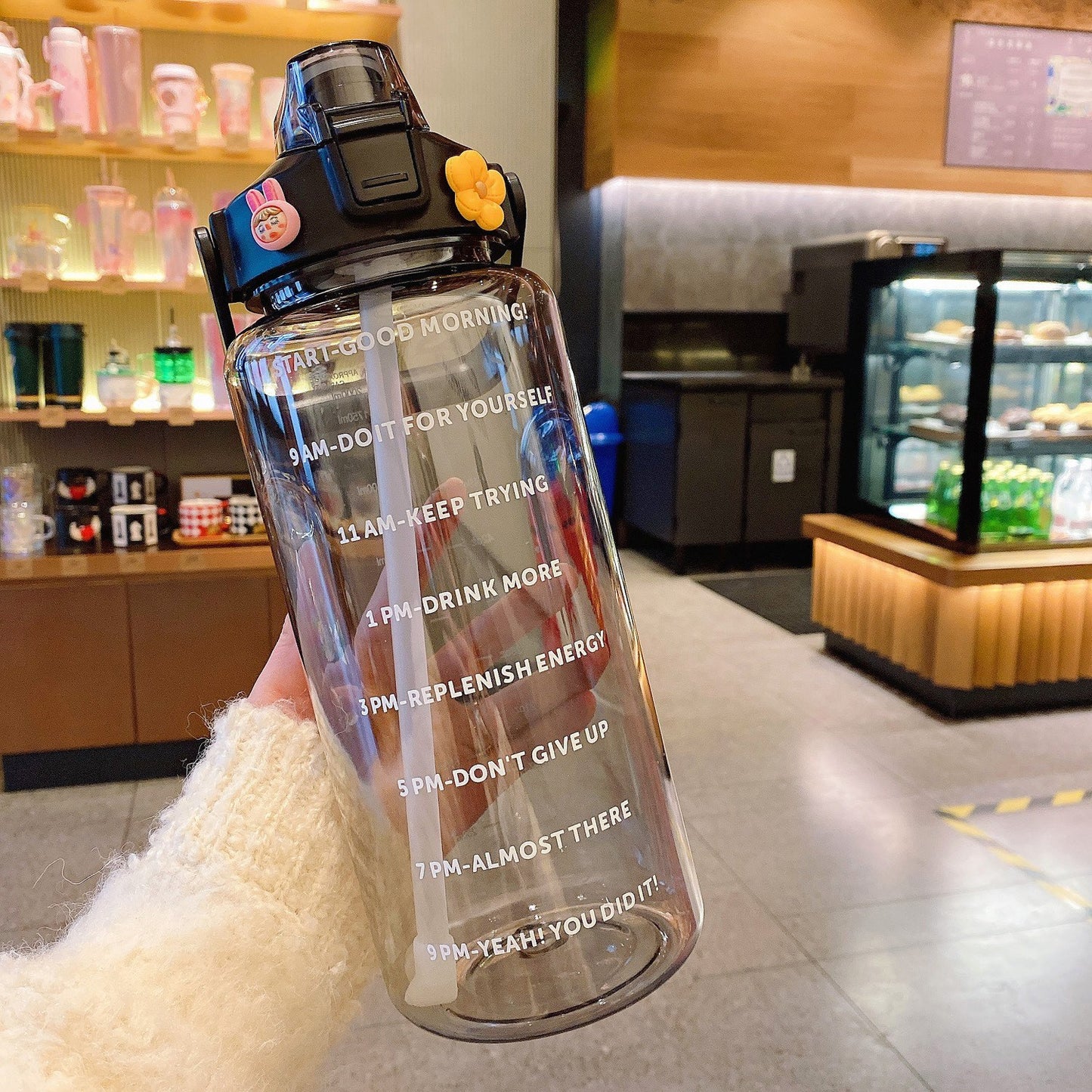 Garrafa de água transparente TikTok à prova de vazamento 2000ml Rede Canan