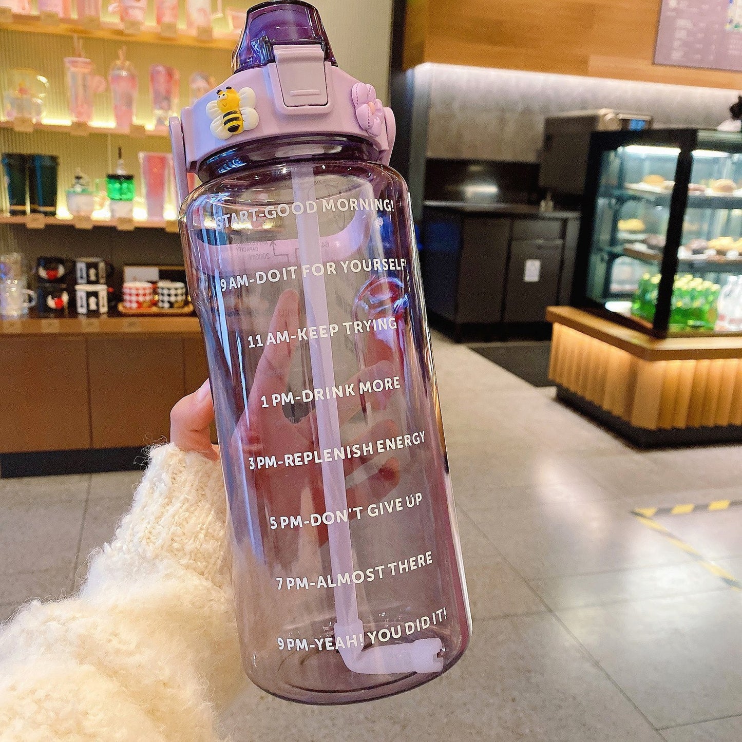 Garrafa de água transparente TikTok à prova de vazamento 2000ml Rede Canan