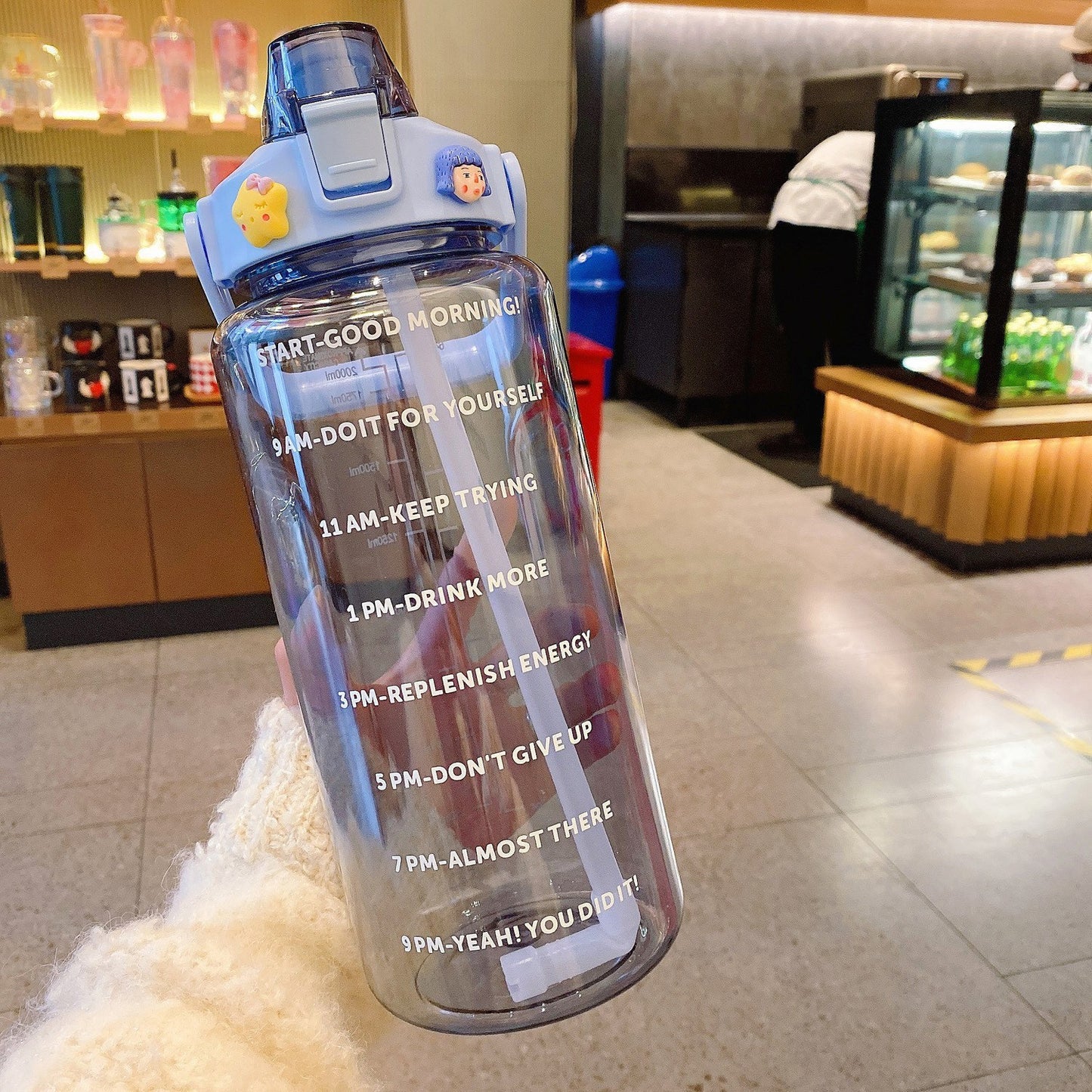 Garrafa de água transparente TikTok à prova de vazamento 2000ml Rede Canan