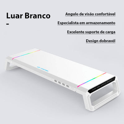 Mesa suporte para monitor com LED e 4 entradas USB - Rede Canan