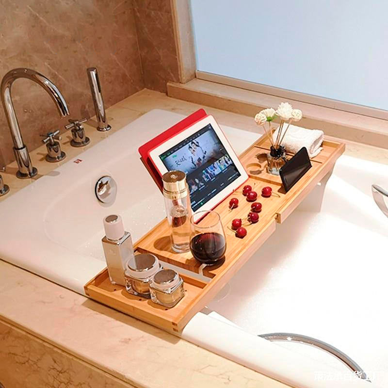 Mesa para banheira com suporte acoplado para iPad/Tablet e celular Rede Canan