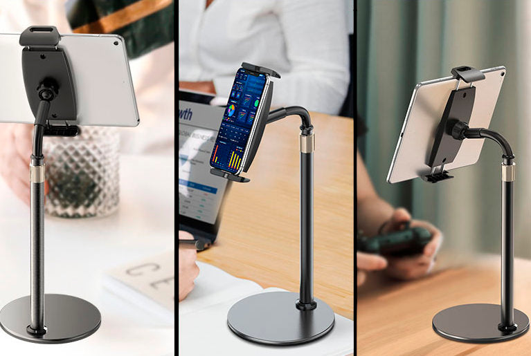 Suporte para telefone celular e iPad com elevação ajustável e rotação de até 360 graus Rede Canan