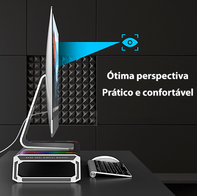 Mesa suporte para monitor com LED e 4 entradas USB - Rede Canan