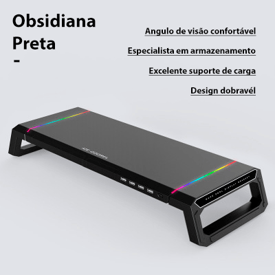 Mesa suporte para monitor com LED e 4 entradas USB - Rede Canan