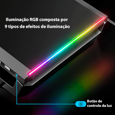 Mesa suporte para monitor com LED e 4 entradas USB - Rede Canan