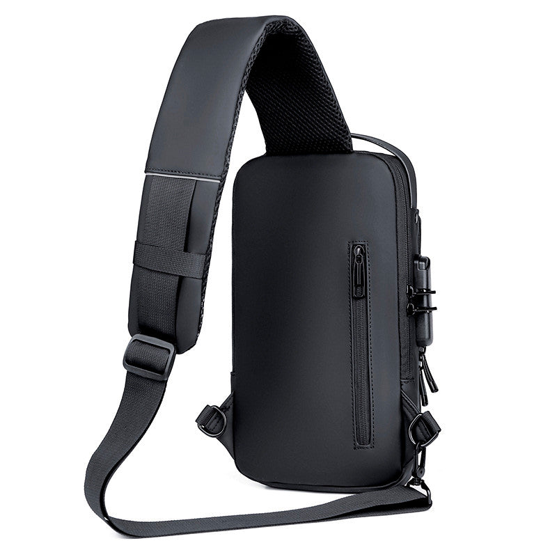 Mochila impermeável com entrada USB para carregamento de bateria de telefone celular e bloqueio/trava antifurto Rede Canan