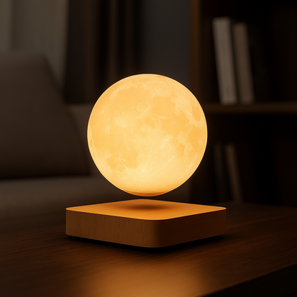 Luminária lua flutuante com levitação magnética