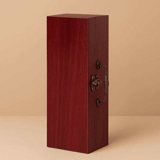 Maleta para vinho de madeira com compartimento para 1 garrafa e kit de 5 acessórios