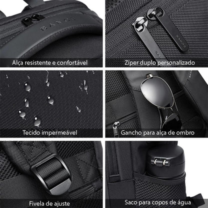 Mochila impermeável unissex com entrada USB para carregamento de bateria de telefone celular (modelo 2) Rede Canan