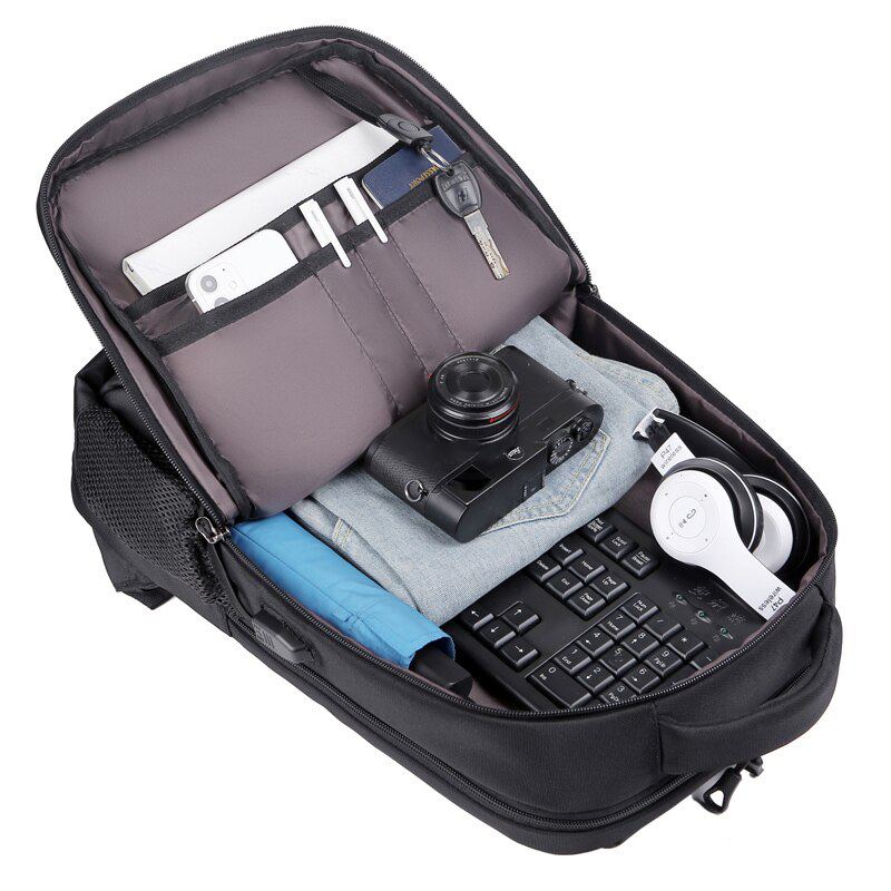 Mochila impermeável unissex com entrada USB para carregamento de bateria de telefone celular (modelo 1) Rede Canan
