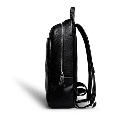 Mochila preta de couro masculina