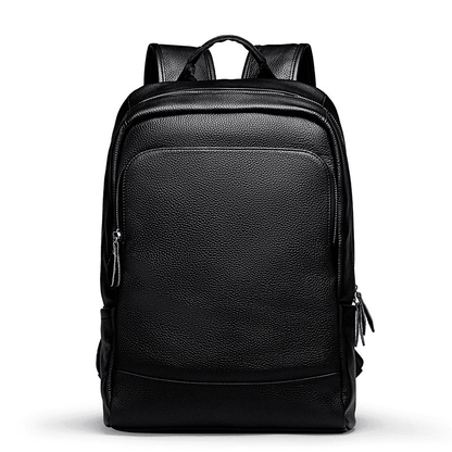 Mochila preta de couro masculina