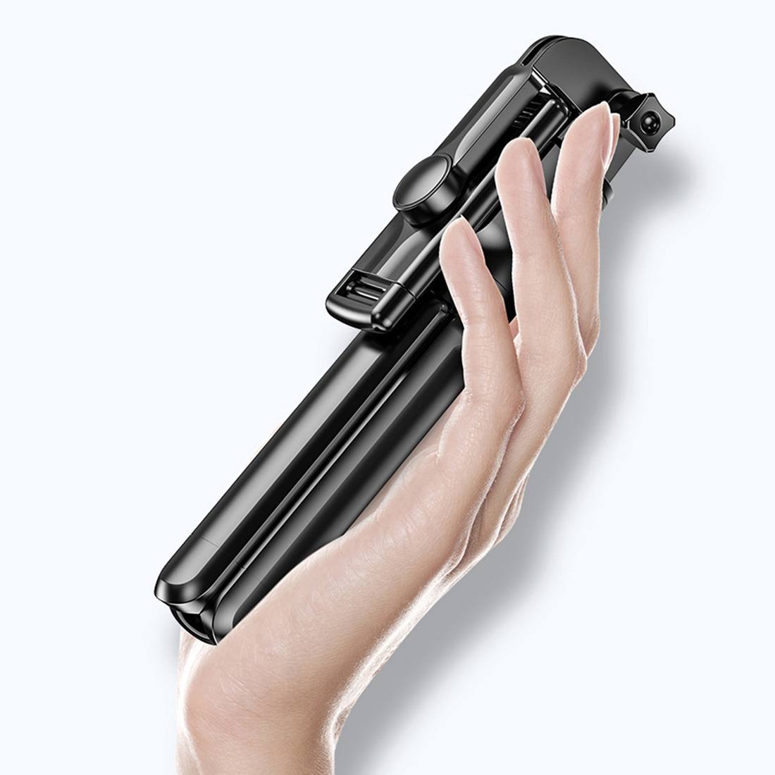 Suporte estabilizador para telefone celular 3 em 1 com base rosquiável para tripé, bastão extensível e com inclinação ajustável e rotação de até 360º (acompanha controle remoto) Rede Canan