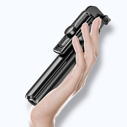 Suporte estabilizador para telefone celular 3 em 1 com base rosquiável para tripé, bastão extensível e com inclinação ajustável e rotação de até 360º (acompanha controle remoto) Rede Canan