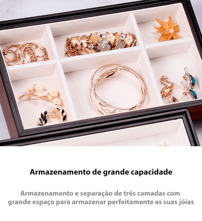 Caixa para joias/porta-joias compartimento triplo - Rede Canan