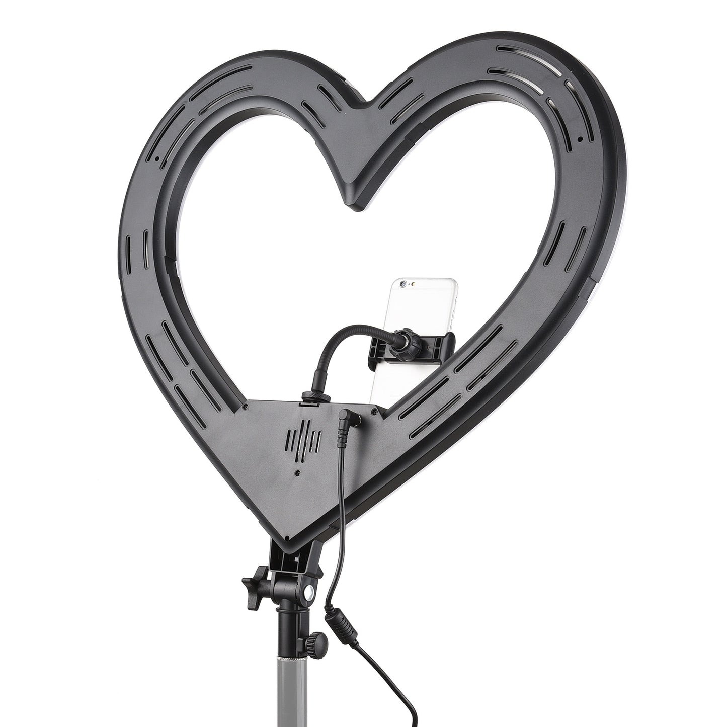 Ring light com formato em coração com tripé ajustável, várias cores e 3 suportes para celular Rede Canan