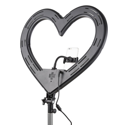 Ring light com formato em coração com tripé ajustável, várias cores e 3 suportes para celular Rede Canan