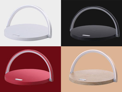 Luminária e suporte com carregador sem fio e por indução acoplado para telefone celular Rede Canan