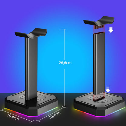 Suporte para fone de ouvido headset com luzes RGB (modelo 1) Rede Canan