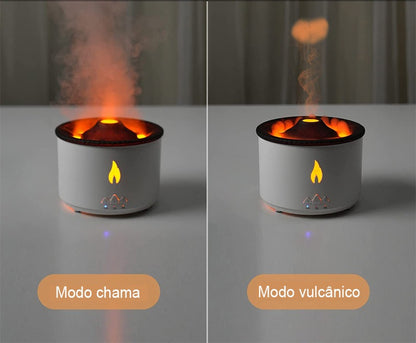 Aromatizador, umidificador e luminária simuladora de vulcão com entrada USB Rede Canan