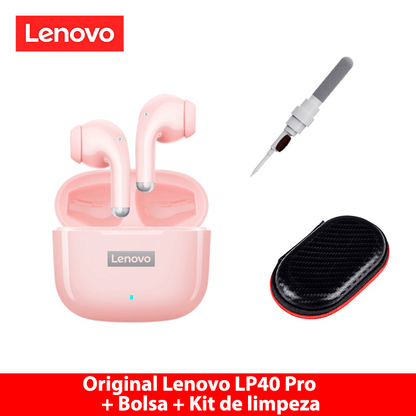 Fone de ouvido sem fio TWS via bluetooth Lenovo LP40 Pro + bolsa de proteção e kit de limpeza - Rede Canan