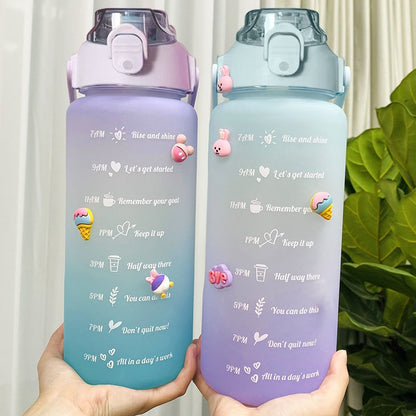 Garrafa de água colorida TikTok com adesivos/figurinhas 3D 2000ml Rede Canan