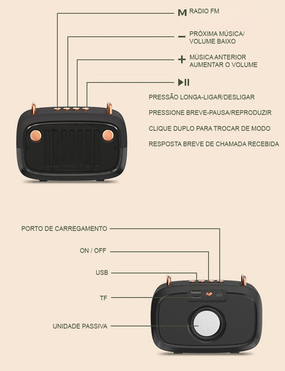 Amplificador de som/alto-falante sem fio com bluetooth 5.0 Rede Canan